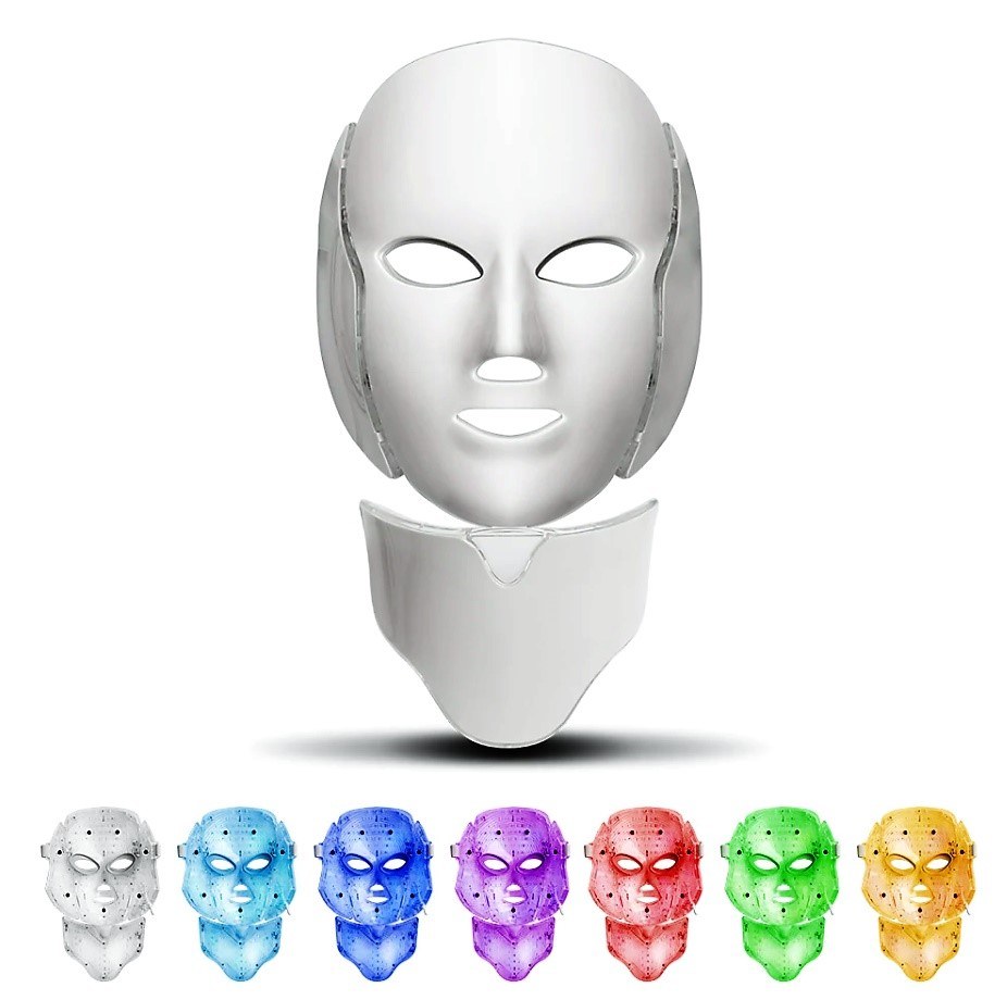 LED-gesichtsmasker mei nekke - Koreaanske fotonterapy - 7 kleuren ljocht-Premiumdermalmart.com