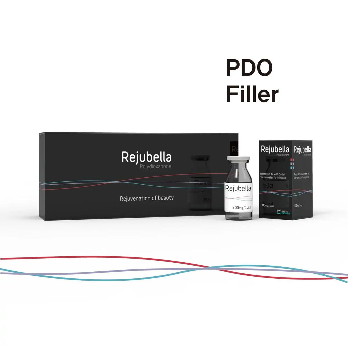 Introducing Rejubella – PDO dermal filler – PDO 150 mg + CMC 150 mg (5 vials). Rejubella PDO dermal filler is composed of a hyaluronic acid polymer gel derived from a novel form of PDO, which has demonstrated stability over a century.-Premiumdermalmart.com