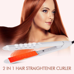 Two-in-one hair straightener and curler with ten-second heating and four temperature-adjustable gears in ceramic tourmaline ionic curling iron - Premium Dermal Mart